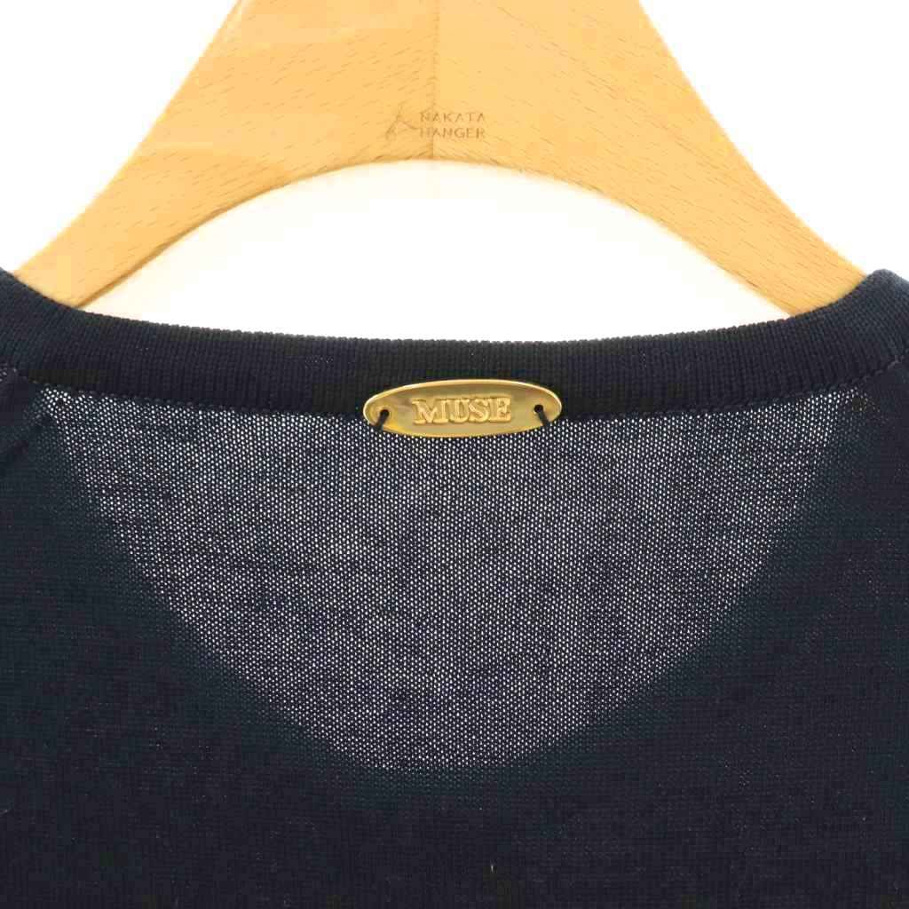 ミューズ ドゥーズィエム クラス MUSE de Deuxieme Classe 25SS FF30 GIZA カーディガン クルーネック 黒 ブラック |AT OS NICORILABO_COM