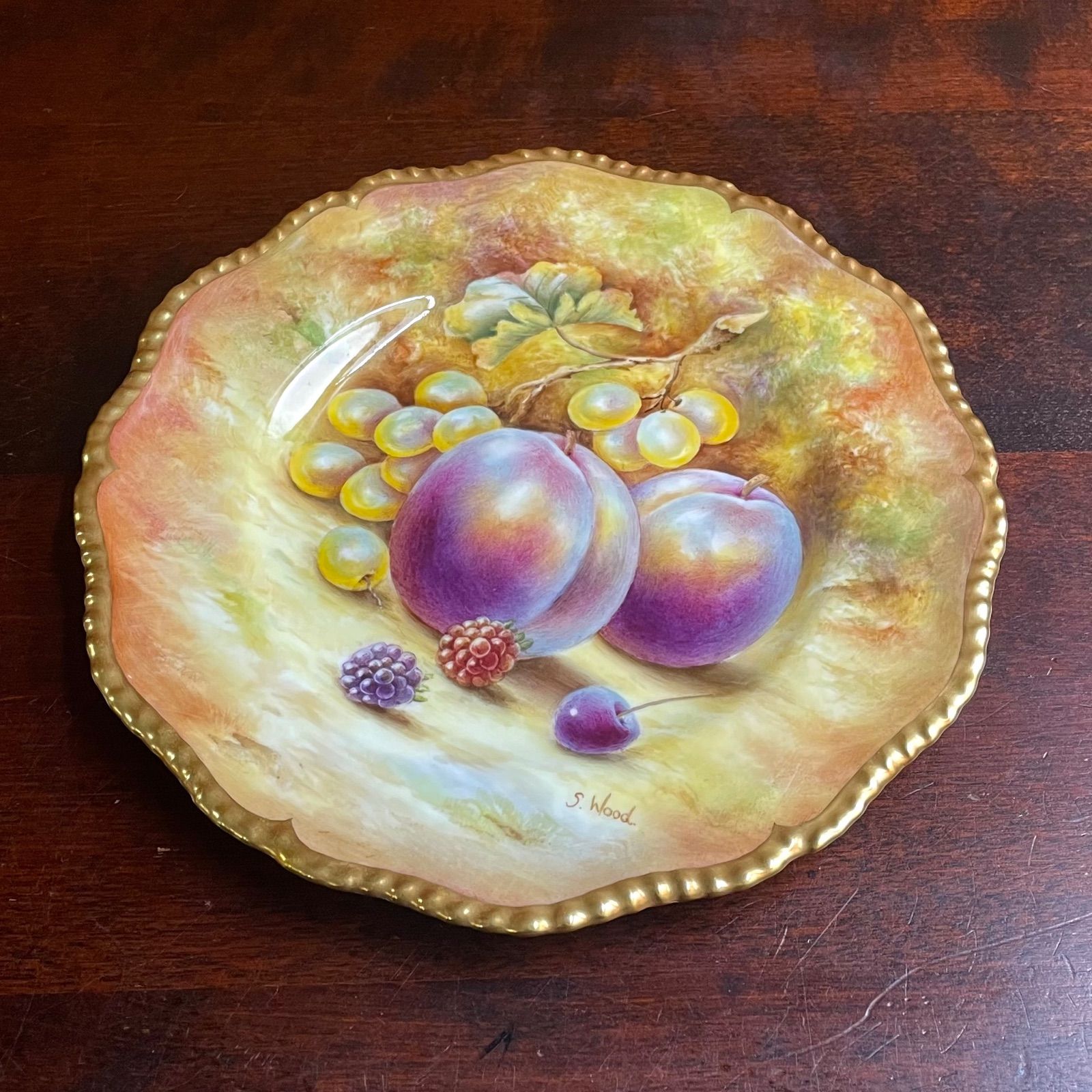 ロイヤルウースター ペインテッドフルーツ プレート 20cm プラム 飾り
