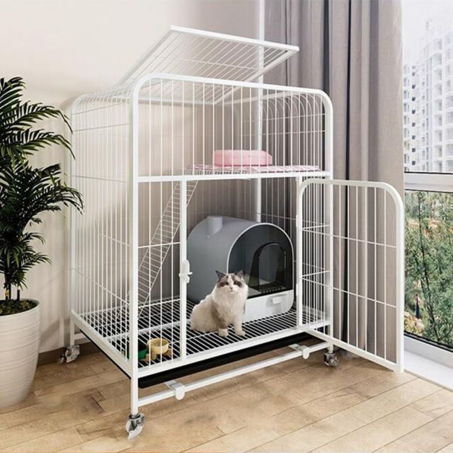 Areden 猫ケージ 猫用ケージ 70x55x75CM ホワイト 猫ハウス 室内用猫のゲージ 大型猫用 多頭飼い猫 移動便利 組立簡単 取り外し な 室内飼い ペット用品 ペット用 おしゃれ