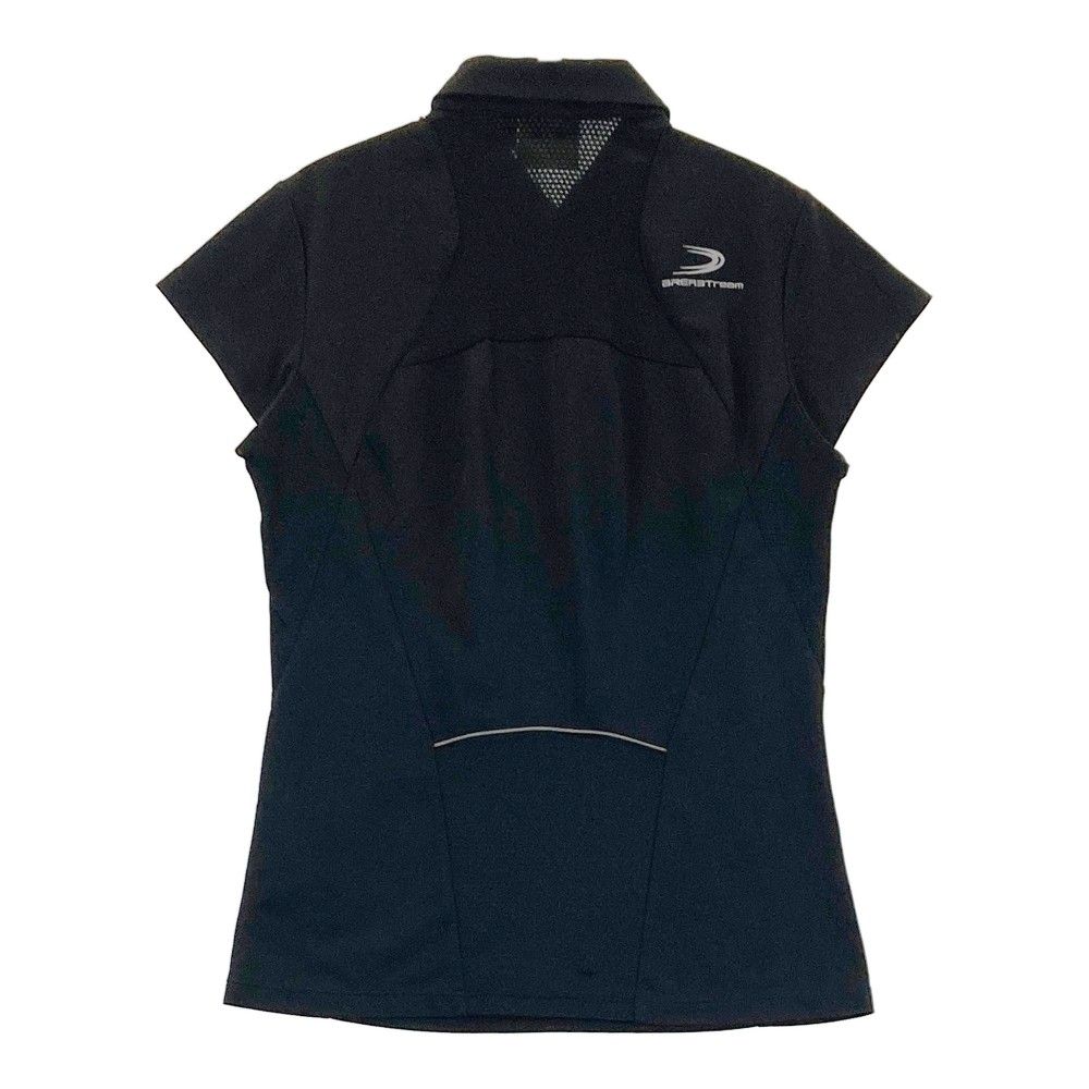 美品】デサントゴルフ 半袖ポロシャツ 黒×ブルー バイカラー スナップ