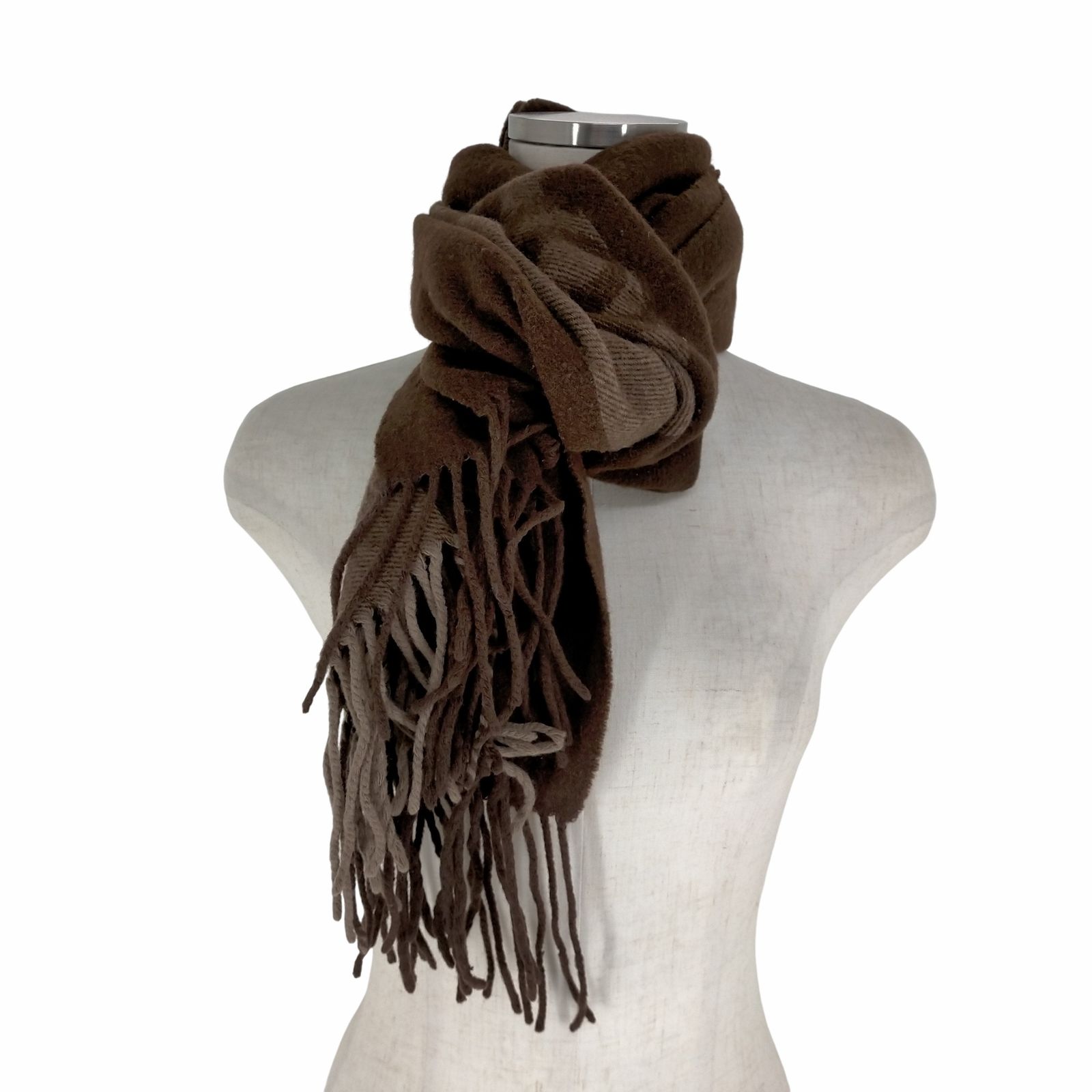 クリスチャンディオール　ウール　フリンジマフラー クリスチャンディオール Christian Dior カシミヤ混 フリンジ