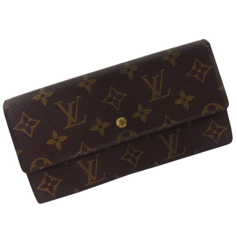 ルイ ヴィトン LOUIS VUITTON 長財布 モノグラム ポシェットポルトモネクレディ ブラウン ベージュ ゴールド レディース