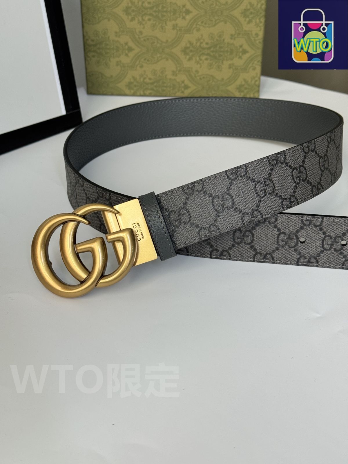 今日WTO】Gucci グッチ ダブル G レトロ回転バックル ベルト-1