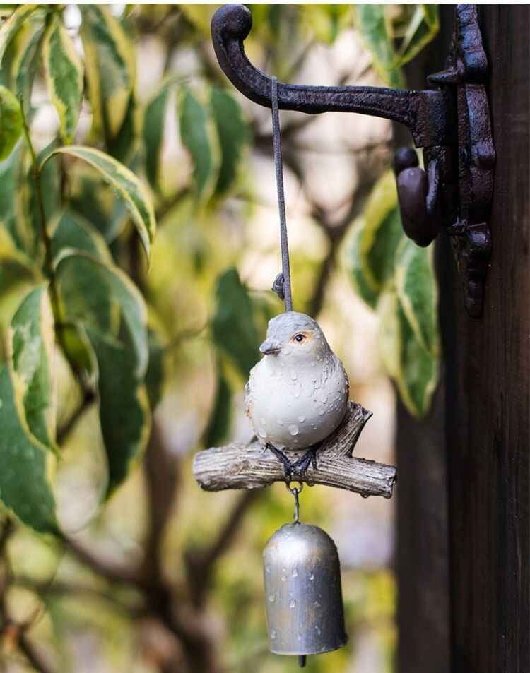 レトロな小鳥　風鈴　ウィンドチャイム　３点セット　鳥の雑貨　HANAKO