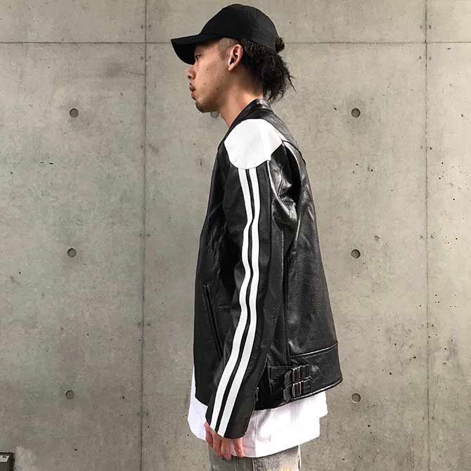 LEFLAH レフラー Lサイズ 本革 リアルレザーライダースジャケット（BLACK/WHITE）RIDER'S JACKET - メルカリ