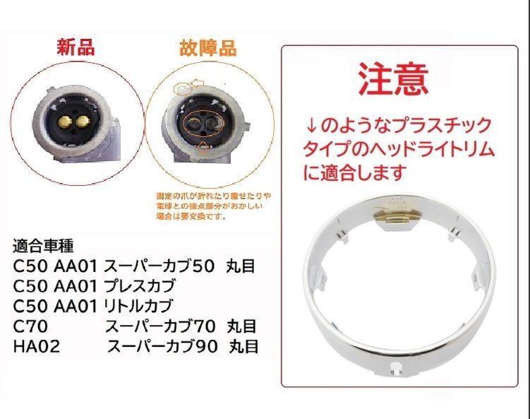 確認用、お問合せ用、 C50AA01 スーパーカブ50 純正ヘッドライトセット 1993年以降