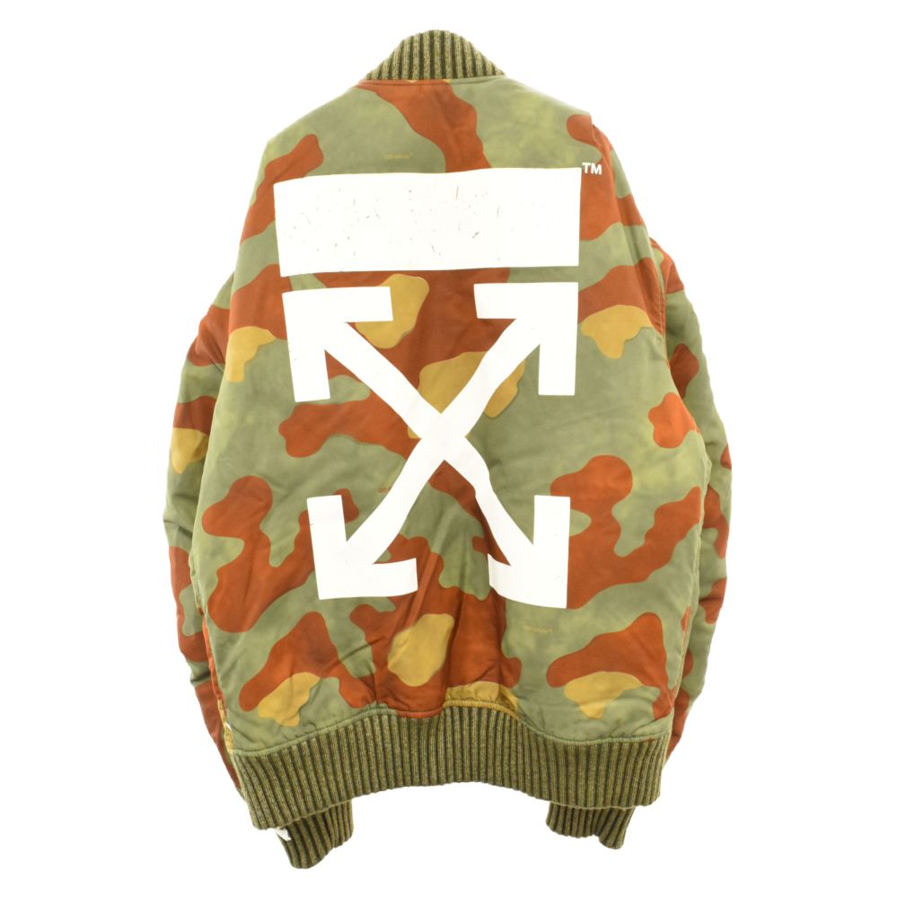 【中古】off-white LEATHER BOMBER ジャケット カモ柄 S 中古】off-white LEATHER BOMBER ジャケット カモ柄 S