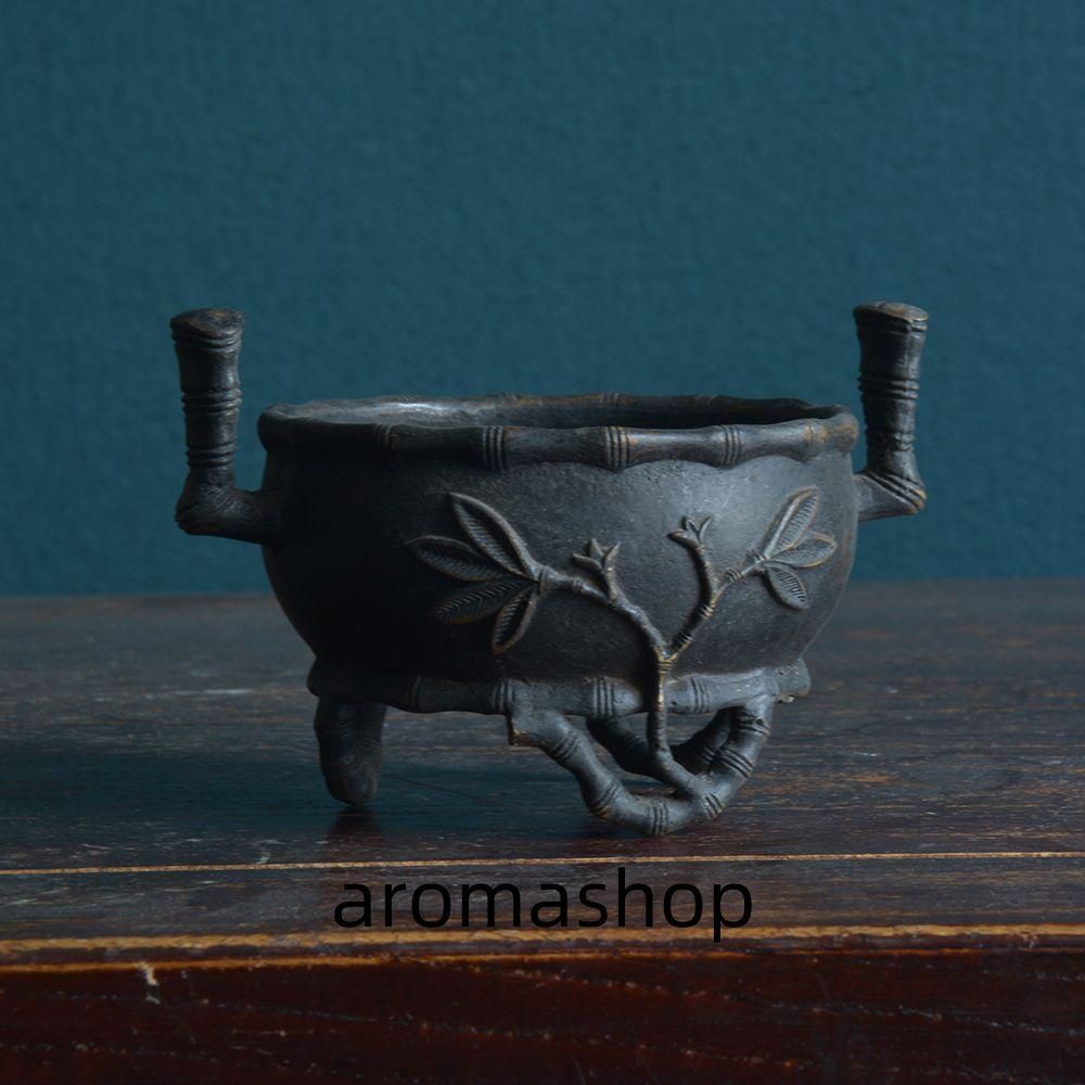 新品・未使用】銅炉 香炉【福地洞天】 三足竹節紋香炉 宣徳炉