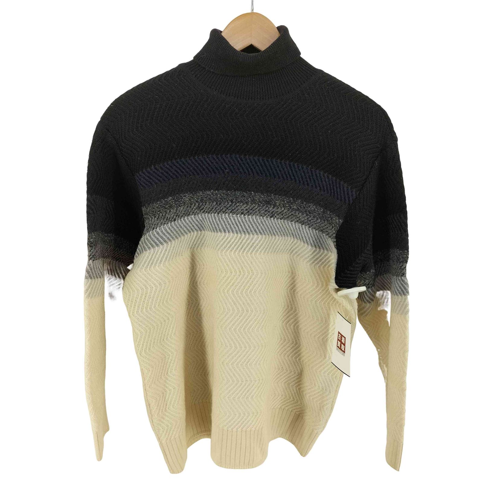 ケンゾーオム KENZO HOMME 90s ライカ期 グラデーション ヘリンボーンハイネックウールニット メンズ FREE 