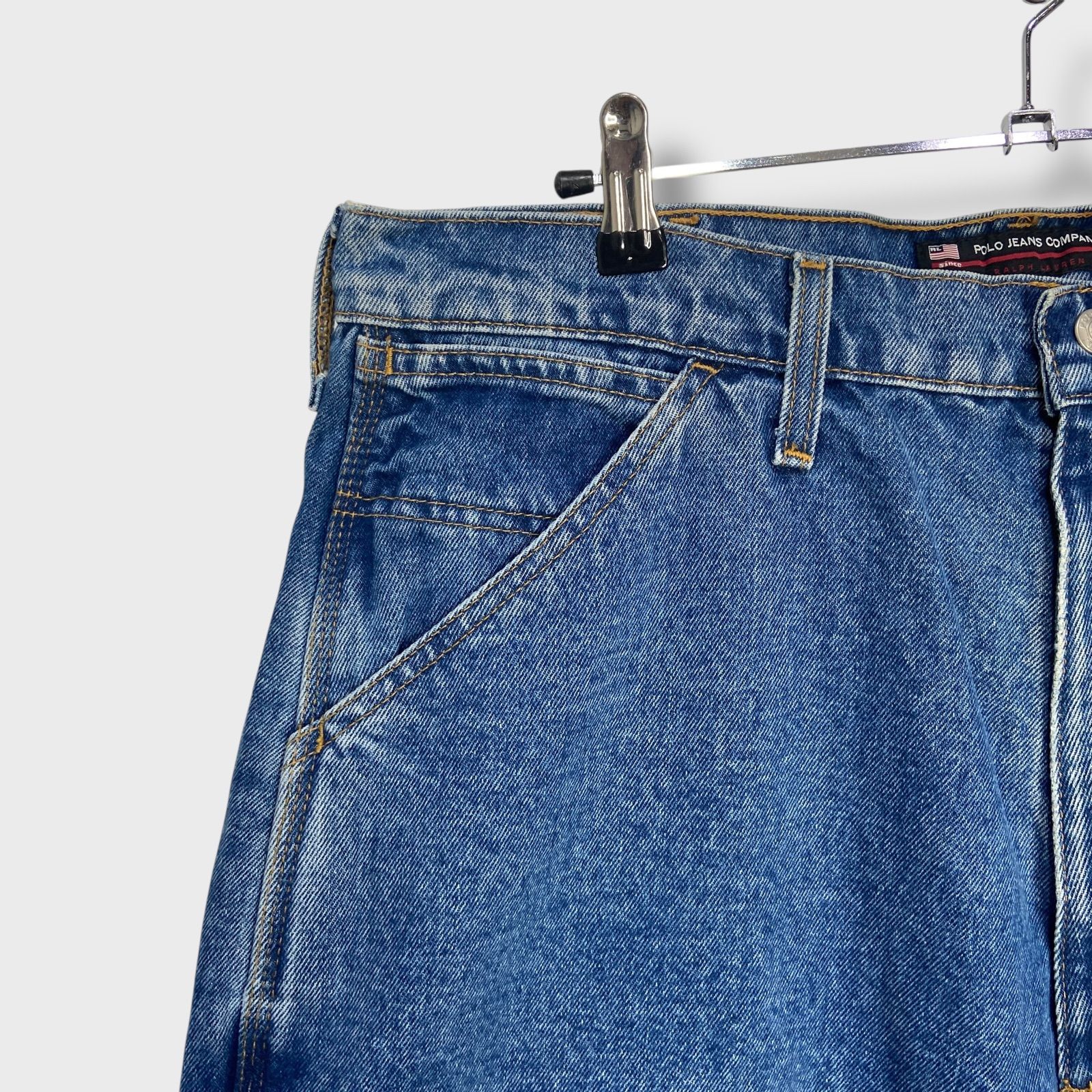☆POLO JEANS☆ ポロ ジーンズ ワイド ペインターデニムジーンズ POLO JEANS Denim Painter Pants 紺 W33×L32 ポロジーンズ