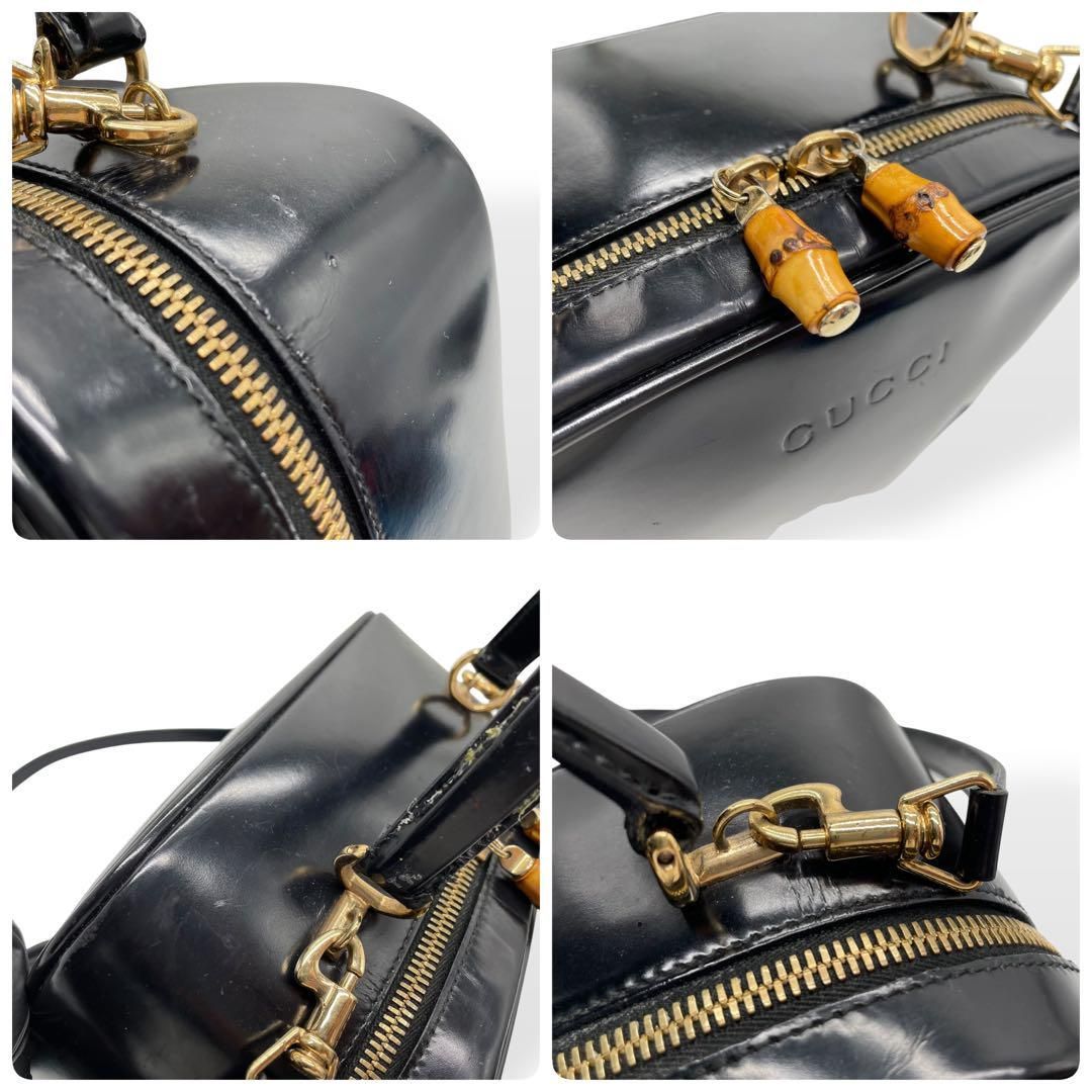 GUCCI オールドグッチ 2way ハンドバッグ パテントレザー バンブー GUCCI オールドグッチ 2way ハンドバッグ パテントレザー