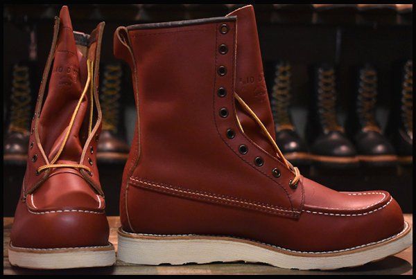 し*ん様 18年限定復刻犬タグ8877レッドウィング赤茶10Dオロラセット 10D 箱付 未使用 犬タグ復刻 18年】レッドウィング 8877 ロング アイ