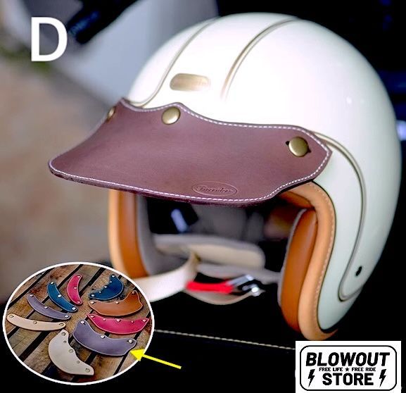 オリジナルレザーバイザー ダブルステッチ3点止めショーティ PTR