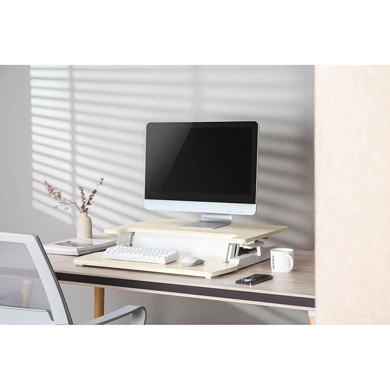 DMM.make 卓上昇降デスク デュアル650メープル 無段階調整 ガス  