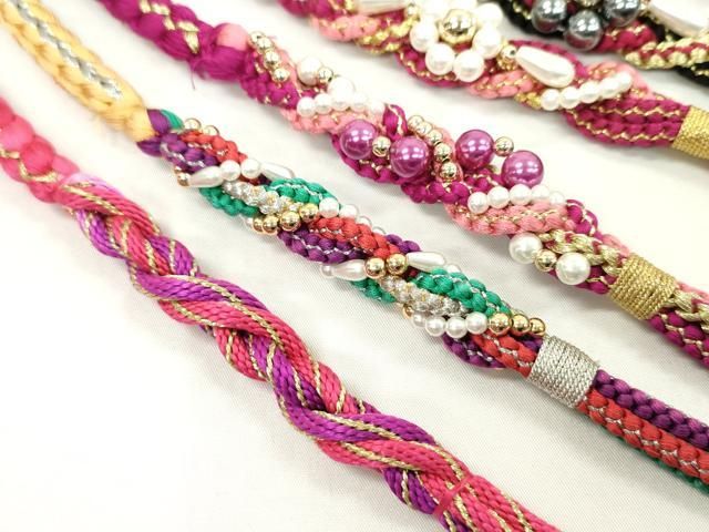 平和屋着物●和装小物 振袖用飾り付き帯締め10本セット パール 花 金糸 CAAX8190ju