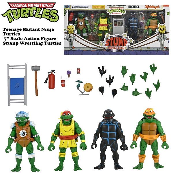 タートルズ 7” Scale Action Figure Stump Wrestling Turtles 4 Pack