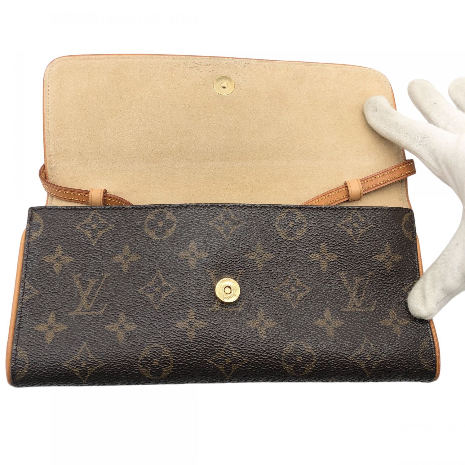 【中古】 LOUIS VUITTON ルイ・ヴィトン ポシェットツインGM M51852 モノグラム ショルダーバッグ ブラウン レディース 24013550 KJ