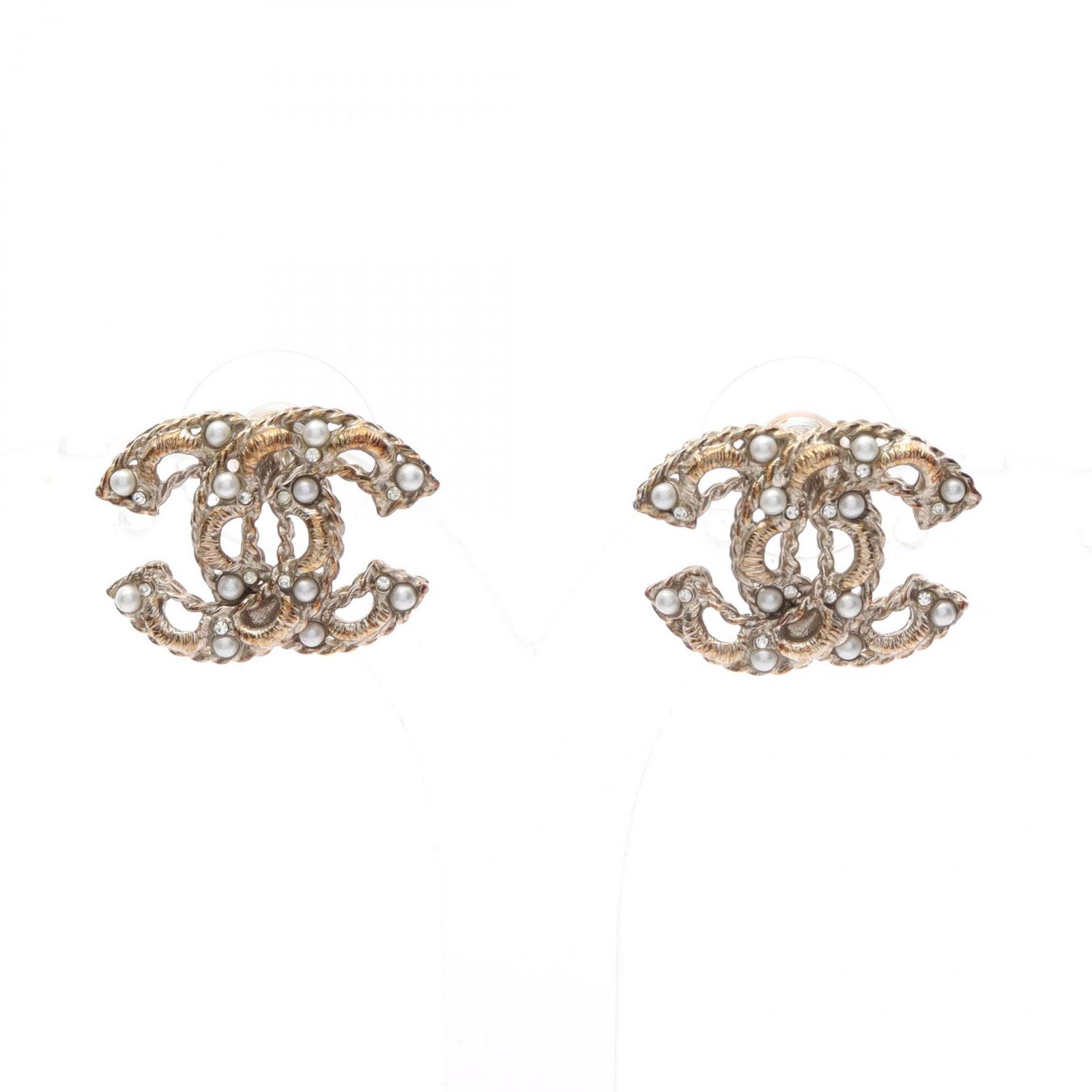 シャネル CHANEL ピアス ココマーク GP ゴールドメッキ フェイクパールピアス レディース Used A