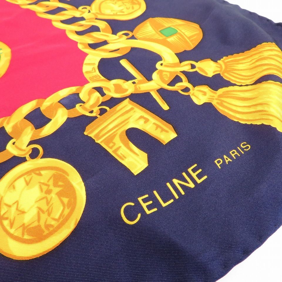 セリーヌ CELINE ヴィンテージ 大判 スカーフ タッセル柄