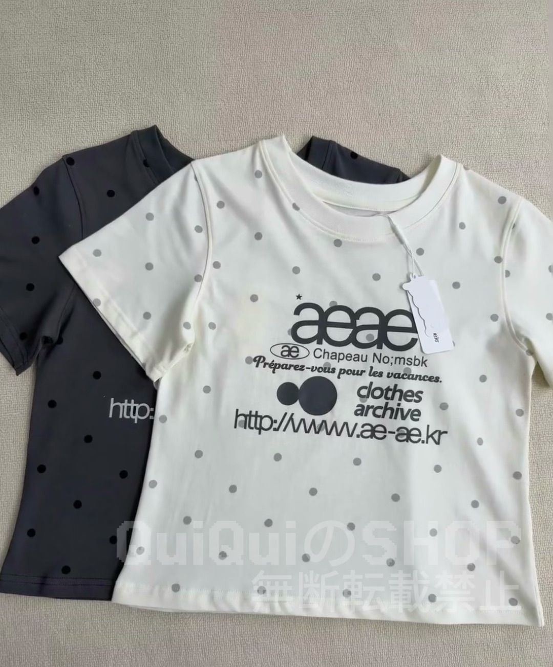 新品 韓国 AEAE エーイーエーイー WEB LOGO DOT CROP T-SHIRTS