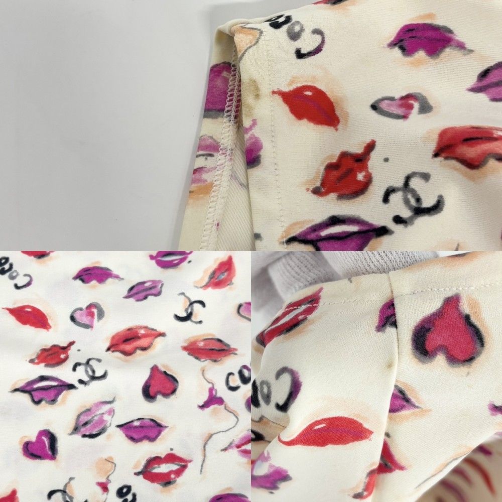 在庫一掃 シャネル タンクトップ レディース クロップド丈 水着 スイムウェア マイヨ ハート ココマーク トップス CHANEL 36 ベージュ レッド 赤 ナイロン スパンデックス 夏 品 秋コーデ ベーシック服