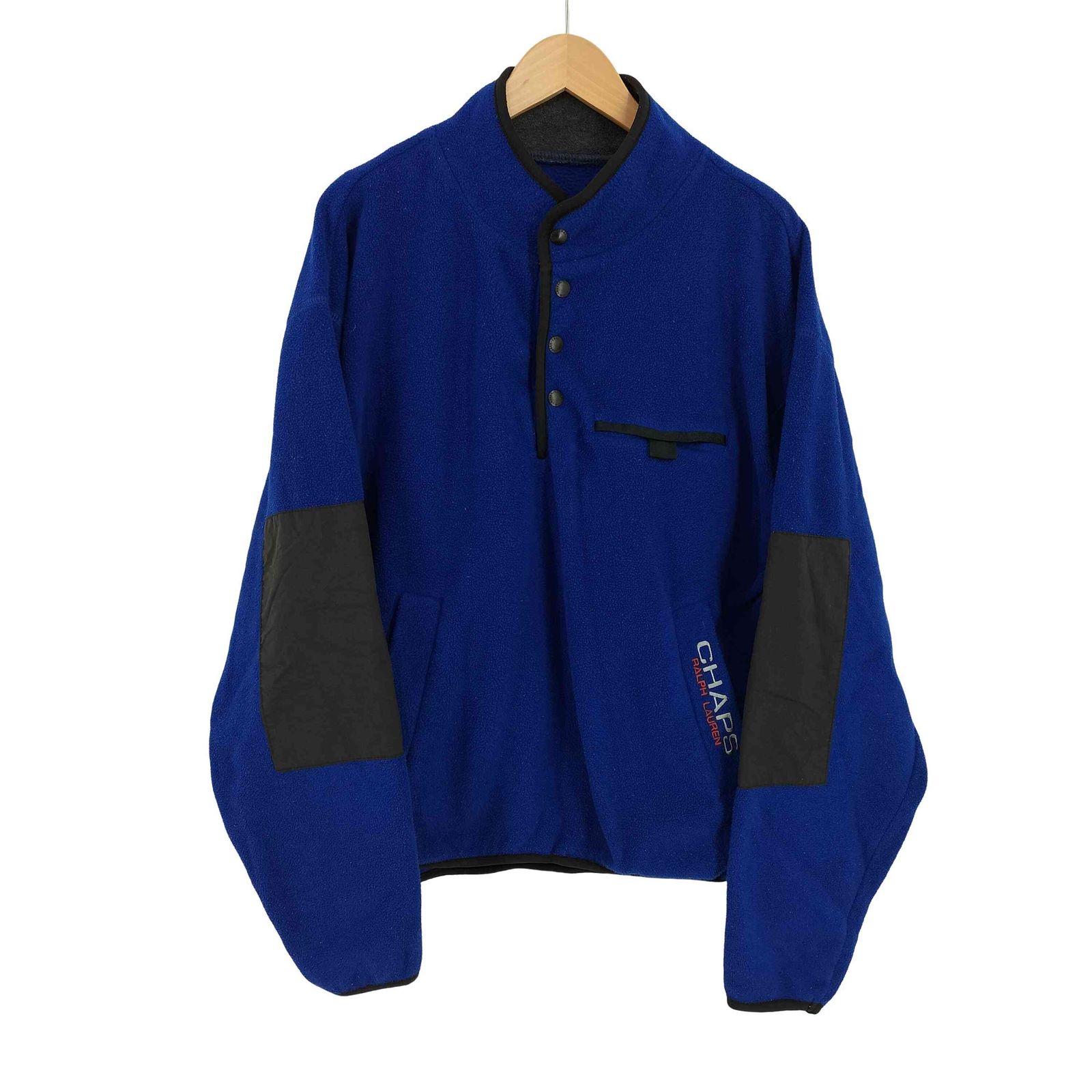 チャップスラルフローレン CHAPS RALPH LAUREN ハーフスナップ フリースプルオーバー エルボーパッチ メンズ import：M 