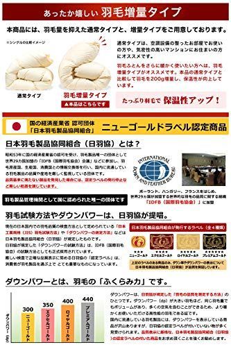 送料無料 】 セミダブル 170×210cm【羽毛増量1.4kg】_グリーン 安眠