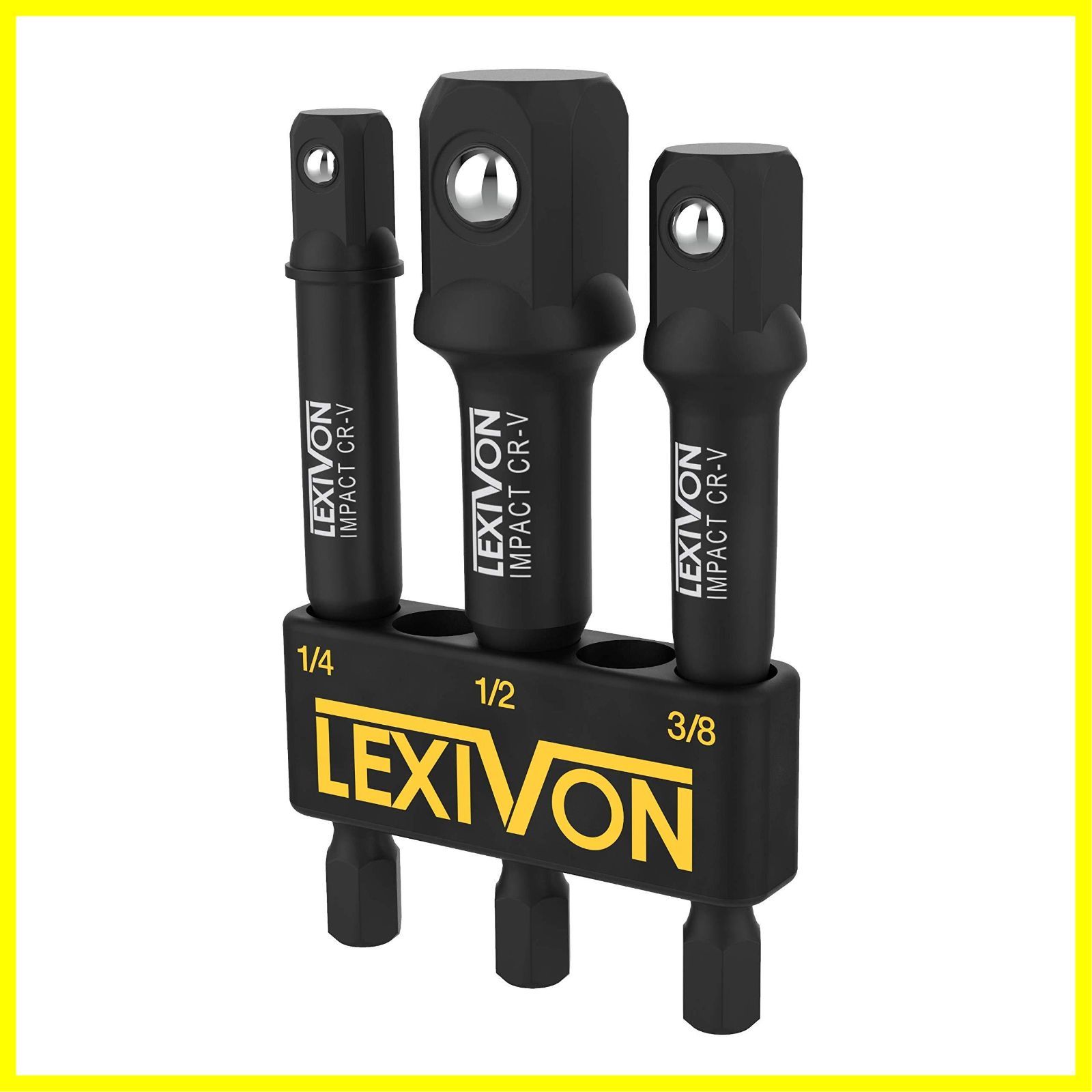 LEXIVON インパクトグレードソケットアダプターセット、76.2mm (3インチ) ホルダー付延長ビット 6.35mm  (1/4インチ)、9.5mm (3/8インチ)、12.7mm (1/2インチ) ドライブの3点セット、電動ドリルを高トルクインパクト 良品Shop  メルカリ