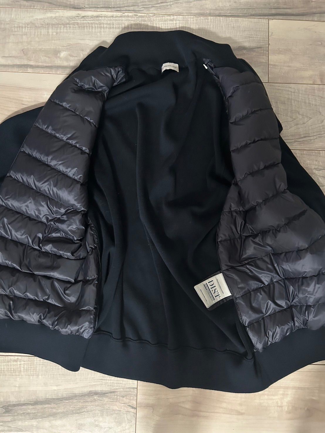 MONCLER ハイブリッドカーディガン ネイビー L Navy Blue Padded Cotton Zip-Up Cardigan - Sweaters