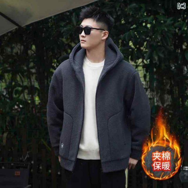 XL 秋冬 コーデ メンズ 服 シンプル ファッション オシャレ 大人 かっこいい 大きいサイズ ストリート 紳士服 ラムウール ジャケット アウター フリース 綿服 KANDAIZUMI_COM