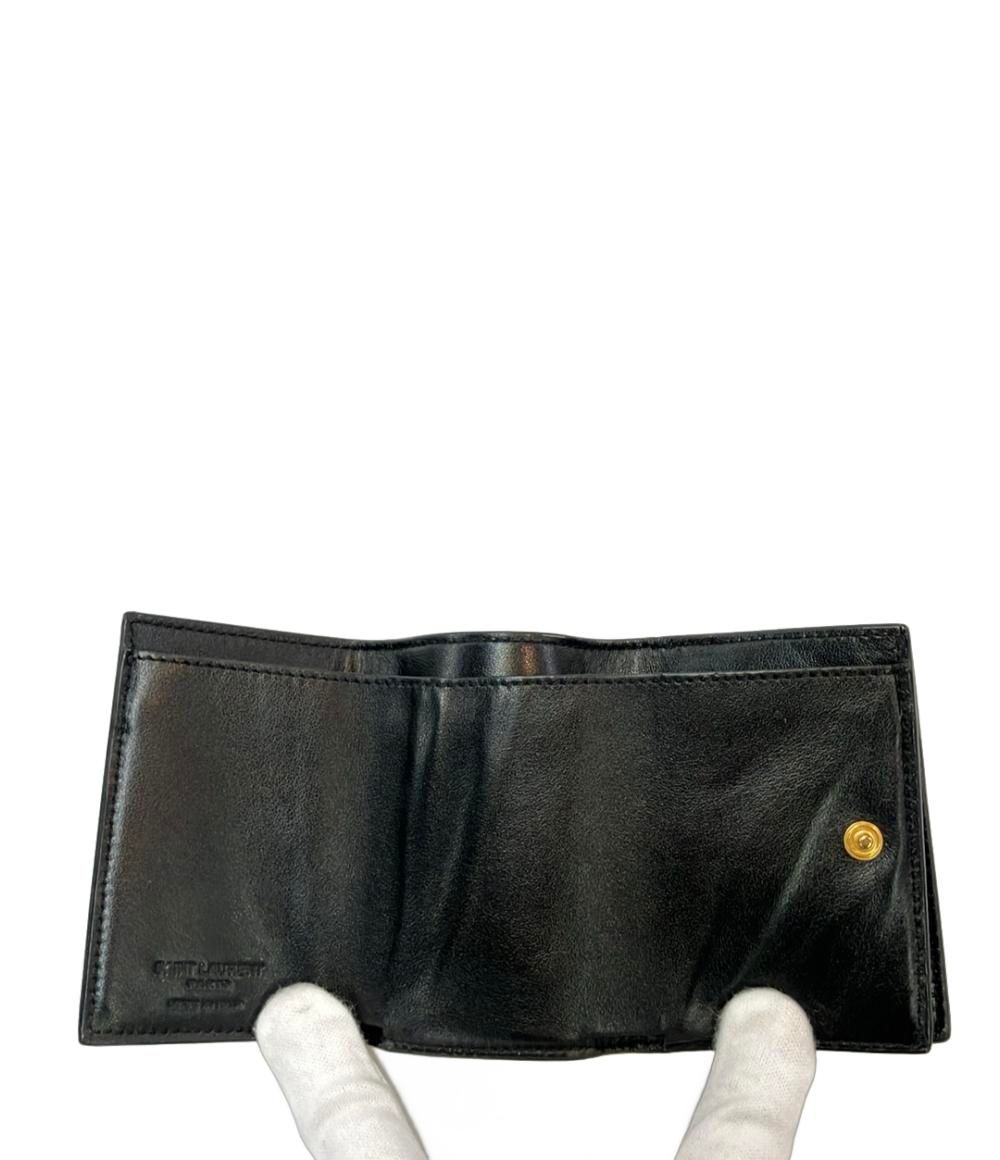 YSL ブラックレザー 三つ折り財布 YSL 三つ折り財布 黒 レザー イヴ