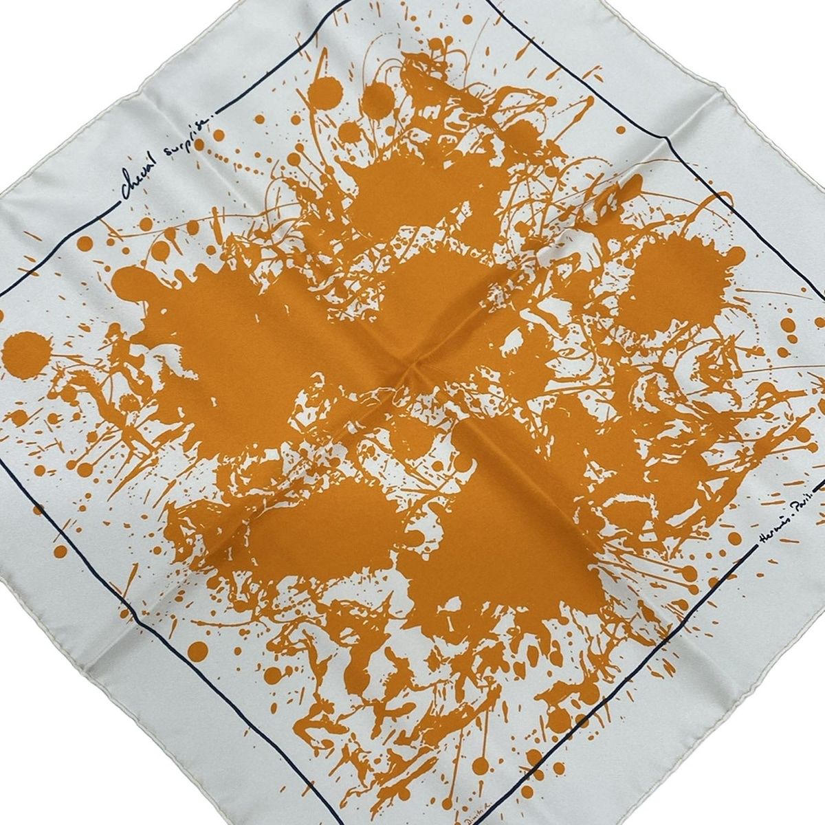 HERMES(エルメス) スカーフ美品 プチカレ アイボリー×オレンジ