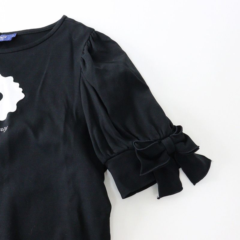 エムズグレイシー　ロゴ入りリボン　ワンショルダー　カットソー　40 ブラック エムズグレイシー 915328 Tシャツ カットソー 40 ブラック
