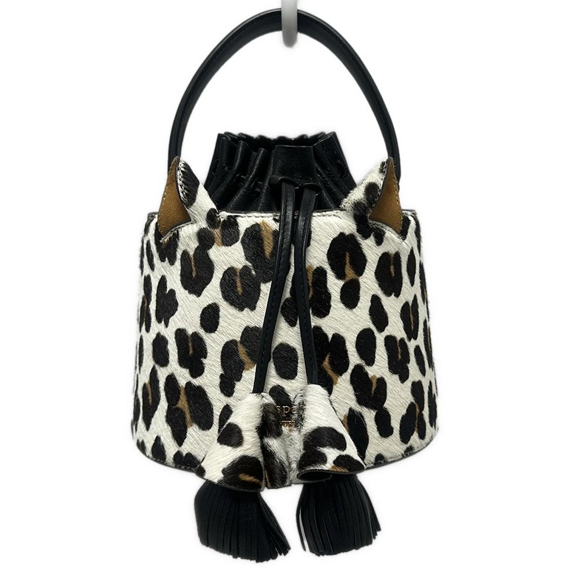 レザークラフト豹柄ハラコ牛革黒✖️焦茶色ショルダーバッグ牛レース編