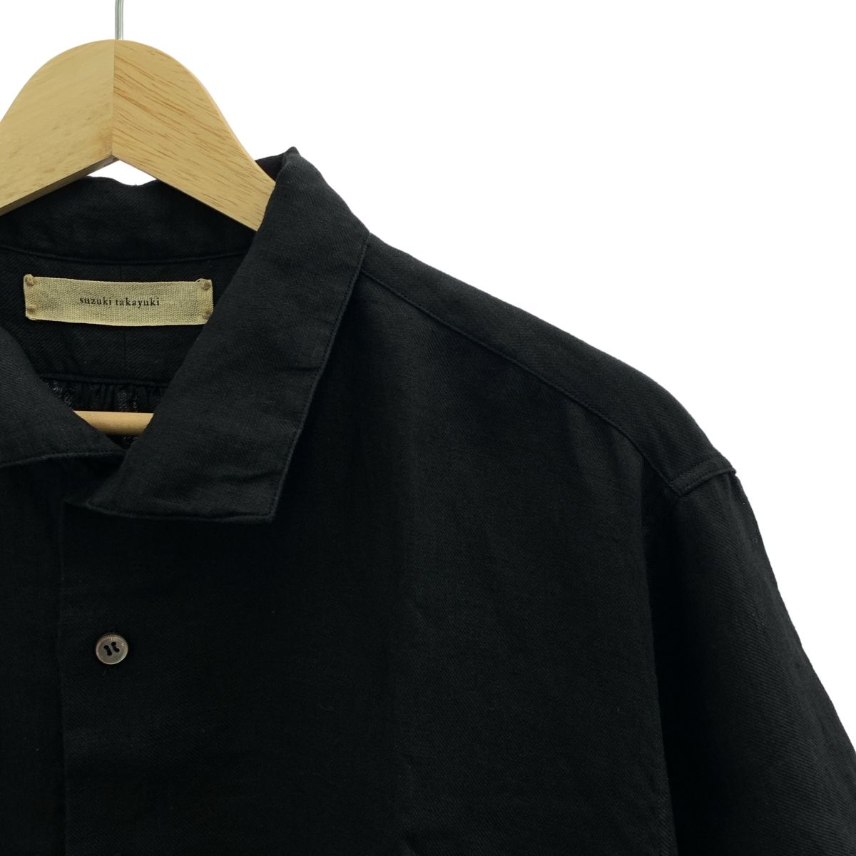 毎日がバーゲンセール！ suzuki takayuki | スズキタカユキ | スクエアカット リネン シャツ | S | ブラック | メンズ 品数豊富。