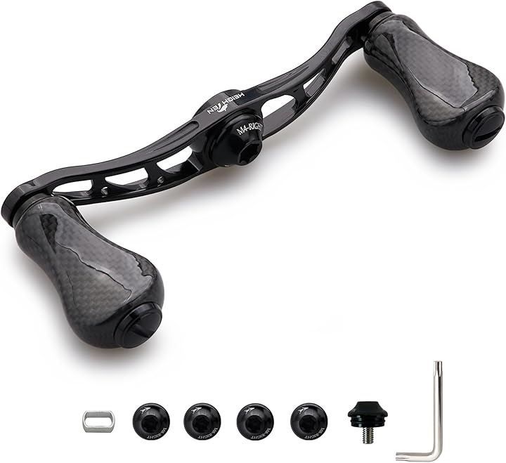 HEIGHTEN リール ハンドル カーボンノブ搭載 シマノ SHIMANO ダイワ DAIWA アブ Abu 通用 ベイトリール Arch Gourd Series 90mmハンドル - 20mmノブ - ブラック