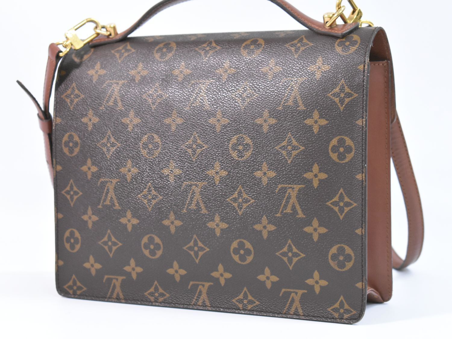 本物 ルイヴィトン LOUIS VUITTON LV モンソー モノグラム 2WAY ショルダーバッグ ハンドバッグ ポシェット ブラウン M51185  ビトン バッグ ジェンダーレス ジェンダーフリー 中古 【フォロー割】 - メルカリ