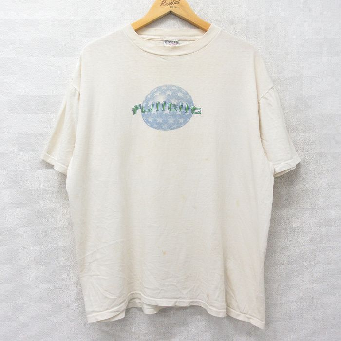 XL/古着 オニータ ONEITA 半袖 ビンテージ Tシャツ メンズ 90s fulltilt 大きいサイズ コットン クルーネック 生成り 24feb23 中古