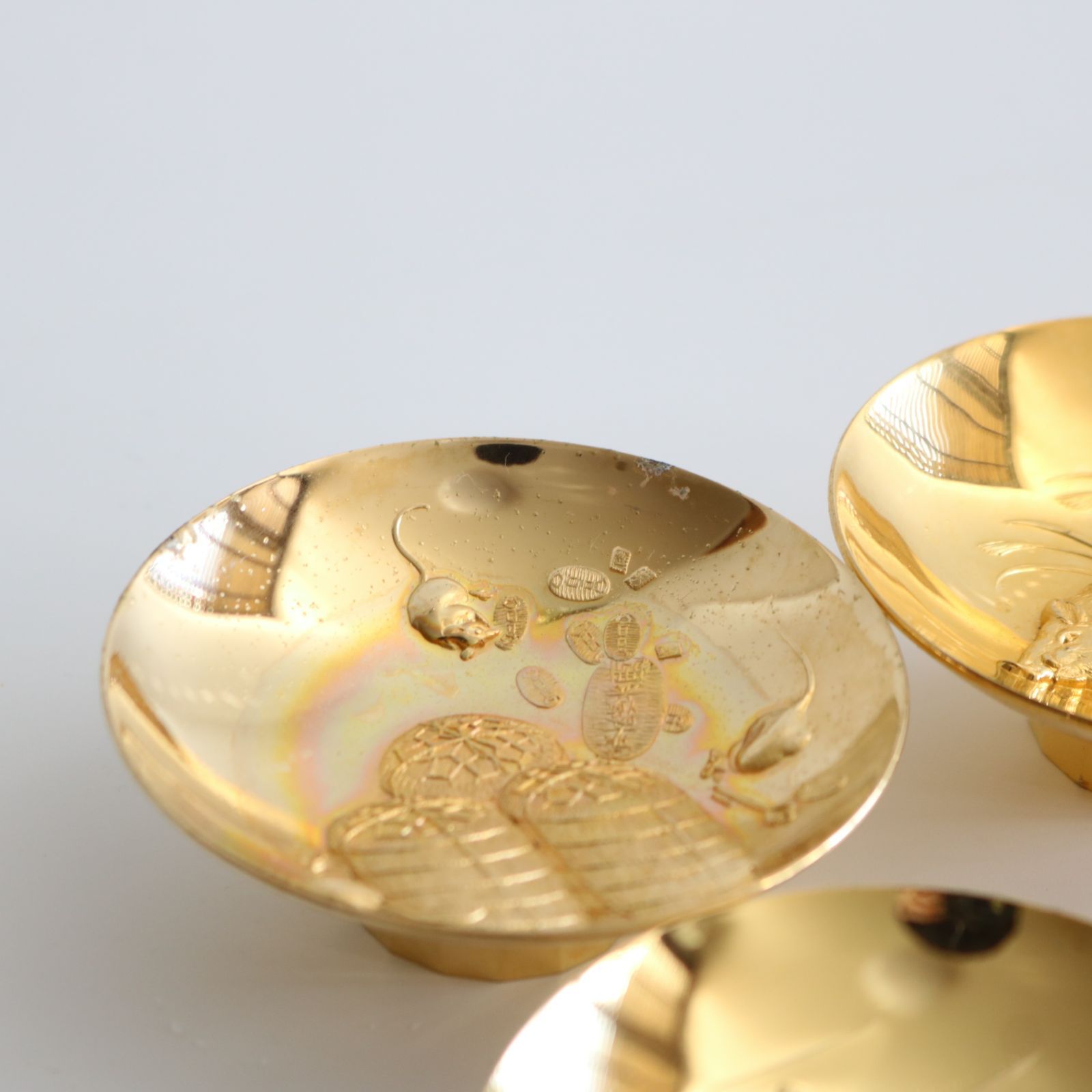 金杯 盃 干支 子 牛 猪 辰 酒器 金メッキ 24KGP 直径7.5㎝ 高さ