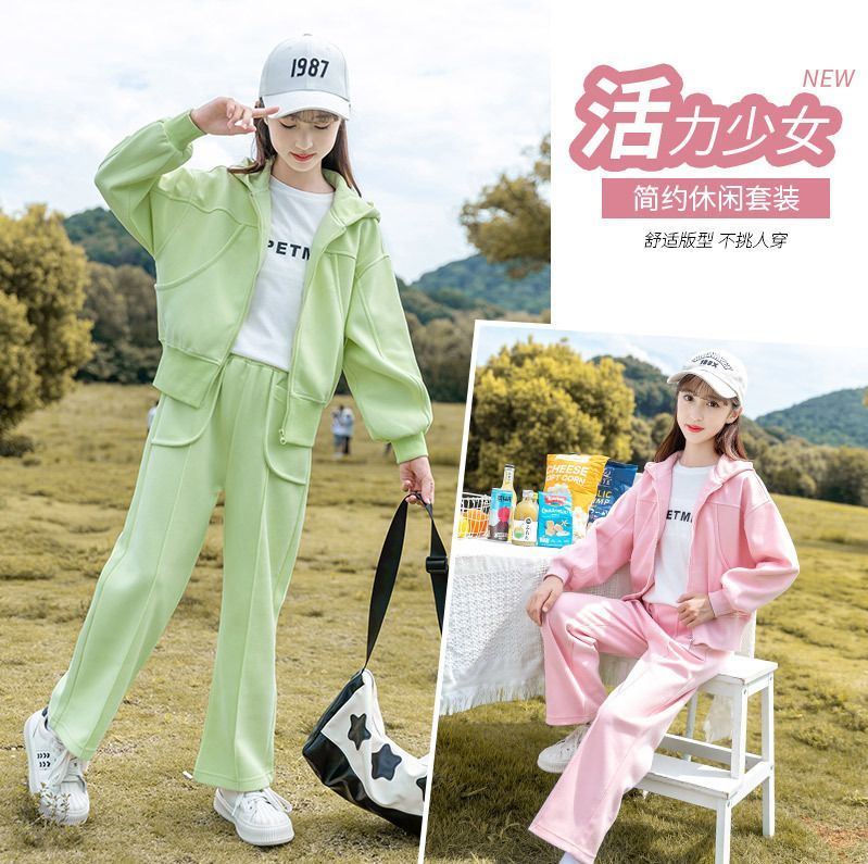 子供服 女の子 ジャージ スウェット 長袖 上下セット 2点セット ガールズ スポーツウェア シンプル 運動着 運動会 韓国風 パーカー ジュニア おしゃれ アウター 春秋 カジュアル HIPHOP ダンス 
