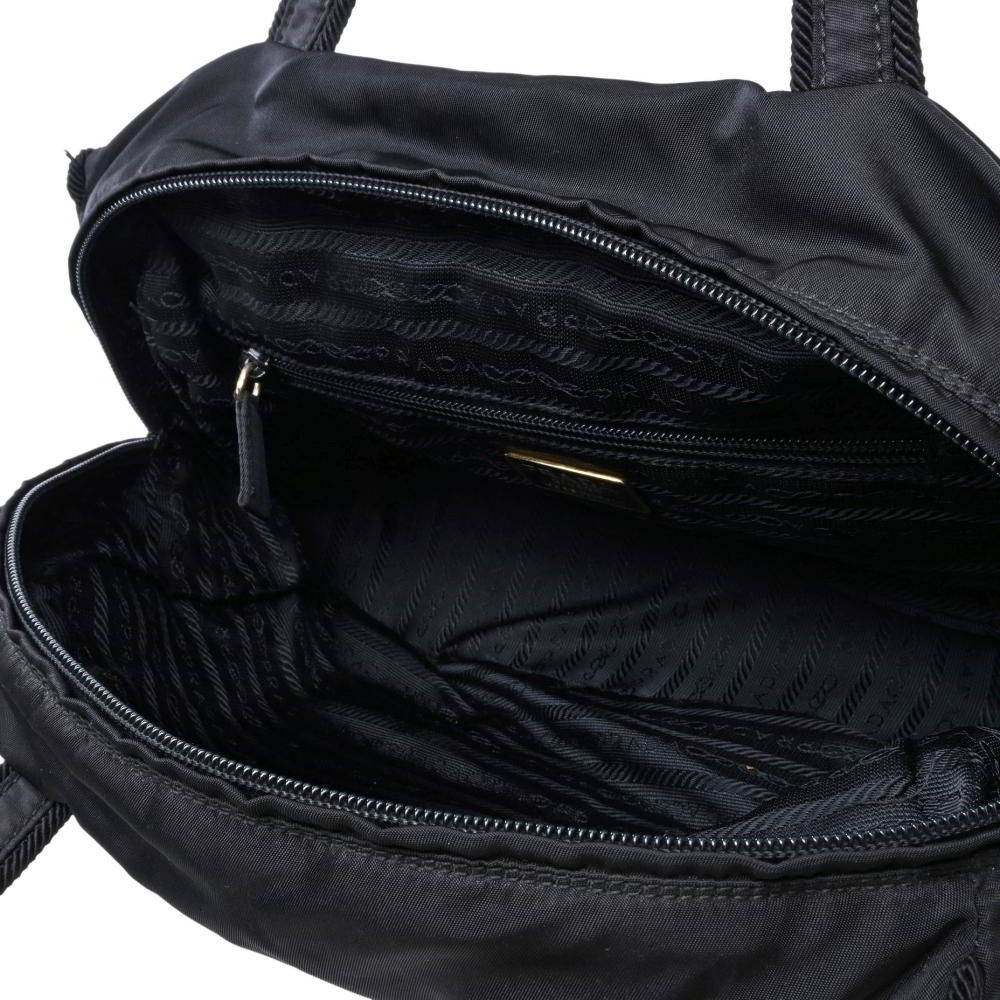 PRADA ロゴビーズ装飾 ナイロン ハンドバッグ ONE SIZE ブラック  