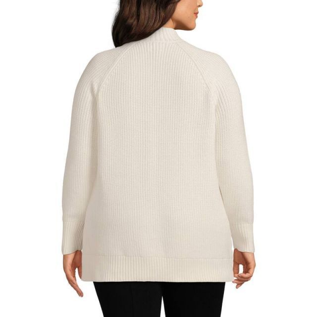売れ筋商品|||ランズエンド ニット&セーター アウター レディース Plus Size Cashmere Crewneck Sweater Fresh ivory Women's Crewneck Sweater in Organic Cotton & Recycled