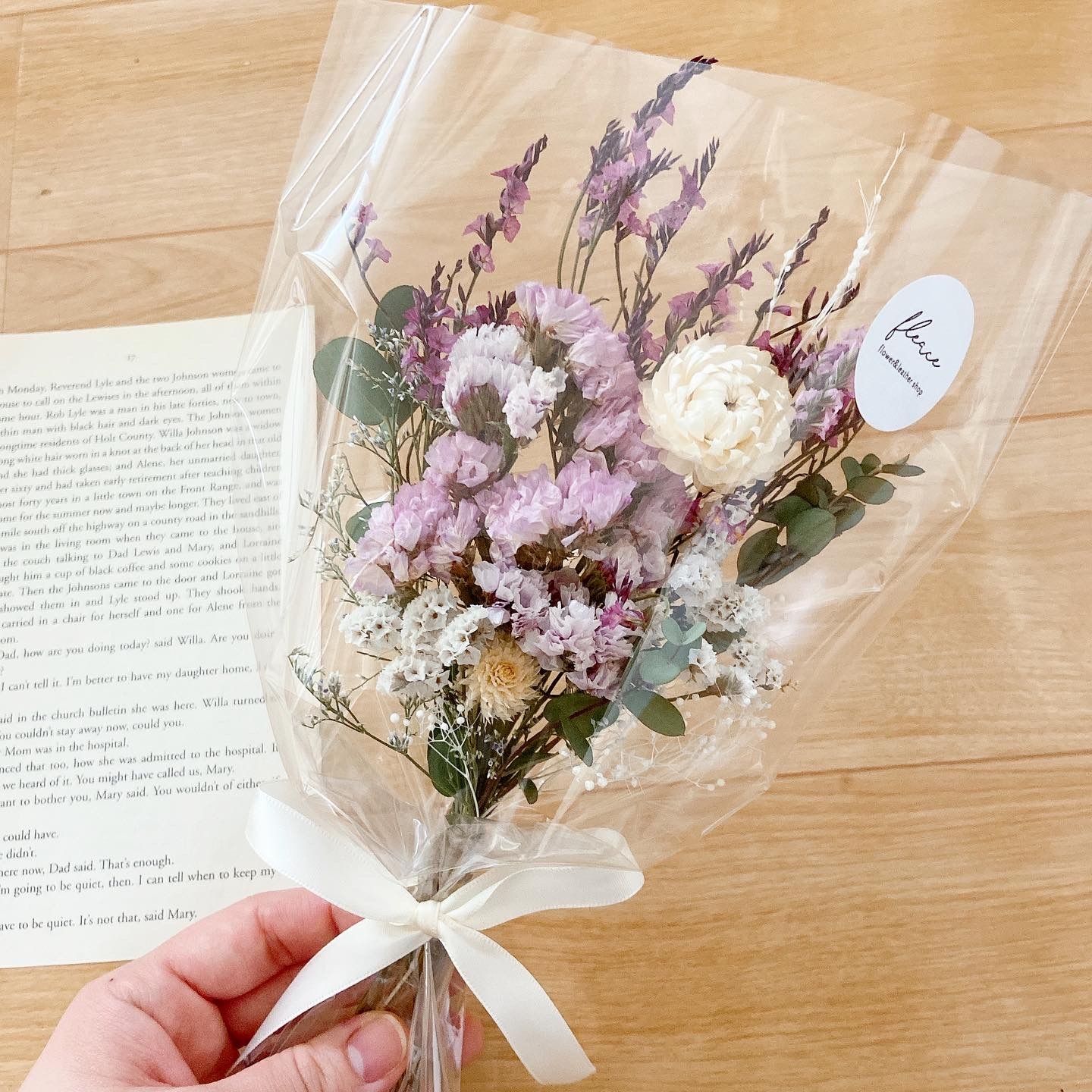 ドライフラワー ラッピング ブーケ 8♡ ピンク パープル 花束