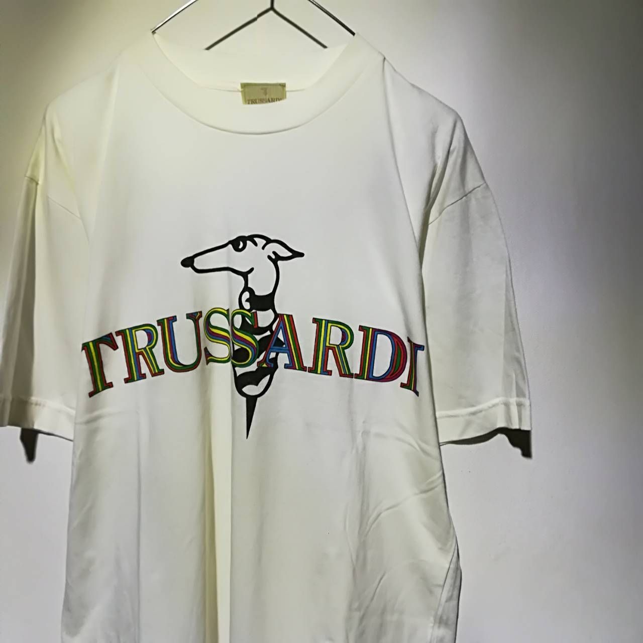 RA0609010】TRUSSARDI トラサルディ ロゴ Tシャツ 白 M イタリア製