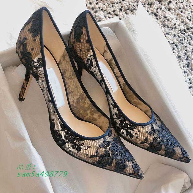 パンプス ヒール6.5CM レース 刺繍 通気性 ウェディング 美脚パンプス ヒール9CM ピンヒール am5a498779