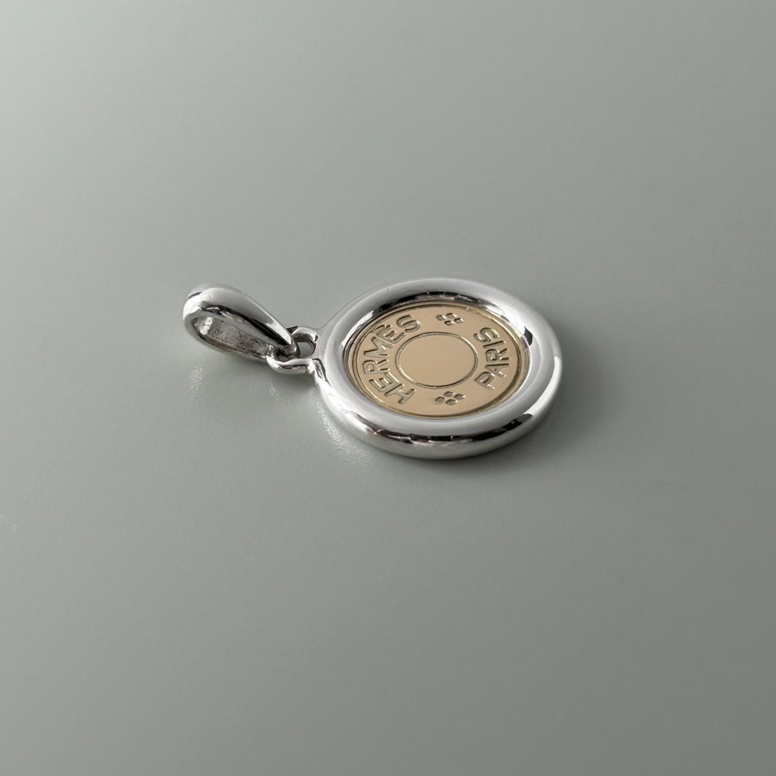 エルメス セリエ コイン ネックレス ペンダント トップ AG925 K18 750