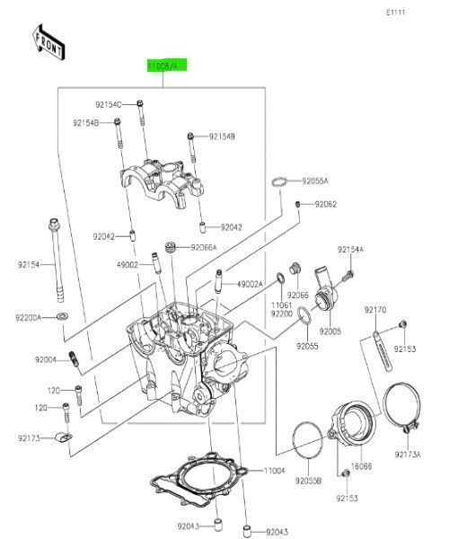 ジャベリン カワサキ KX250 シリンダーヘッド Head Comp Cylinder 11008