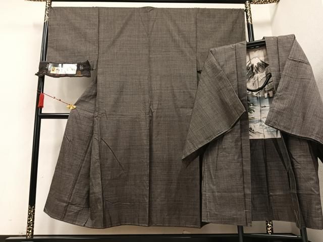 平和屋着物●男性 本場大島紬 アンサンブル 100亀甲 総詰め 山田実作 証紙付き 正絹 ♥ AABB0391ph