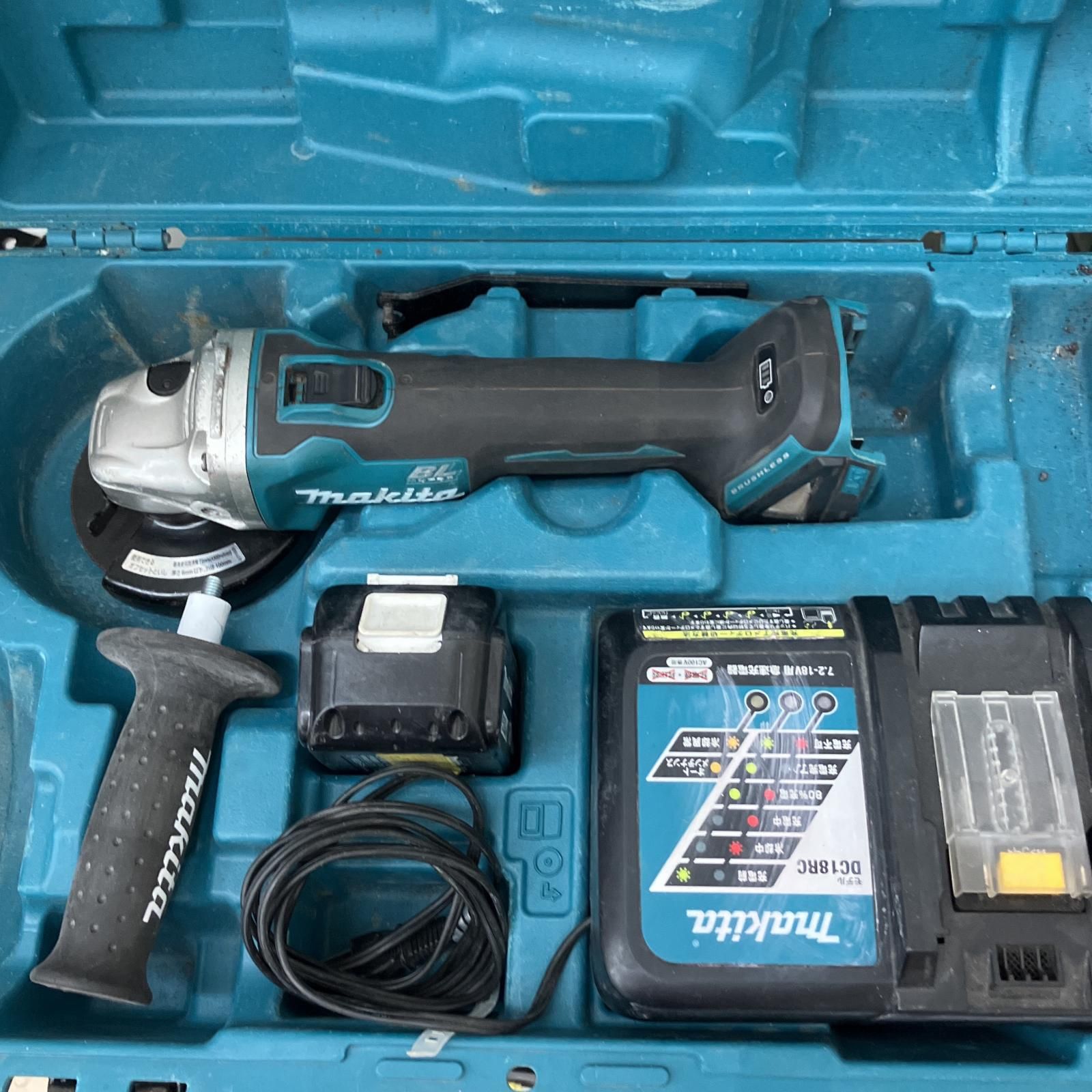 △△MAKITA マキタ 18V 100mm 充電式ディスクグラインダー 充電器 充電池1個 ケース付 GA404D