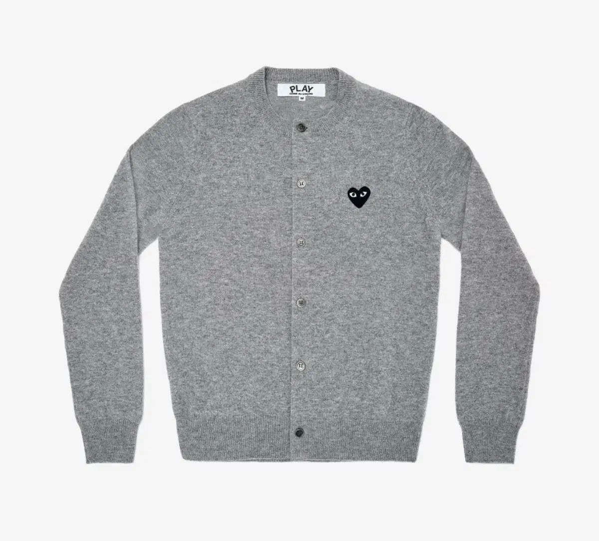 プレー COMME des GARCONS(コム・デ・ギャルソン) 黒 ハート ニット セーター カーディガン グレー L XL